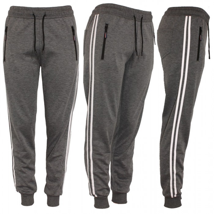 Men's Joggers, Zipper Pockets Grey