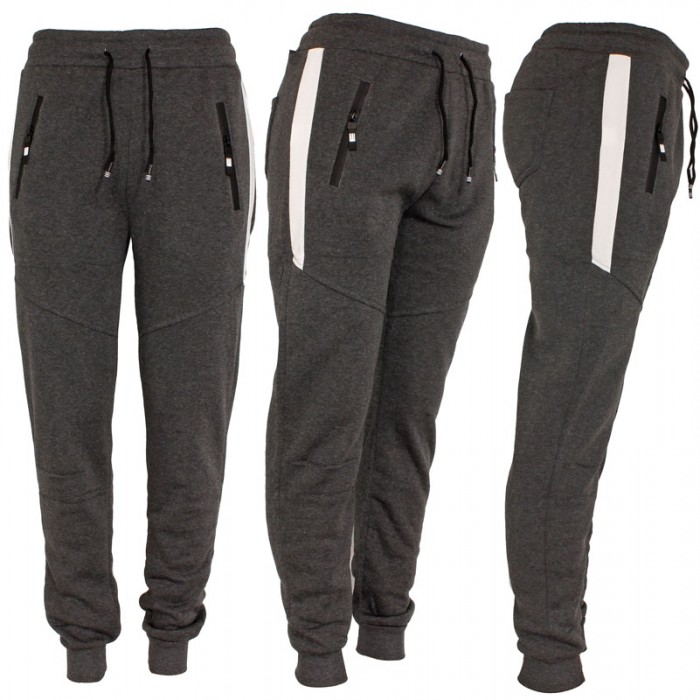 Men's Joggers, Zipper Pockets Charcole