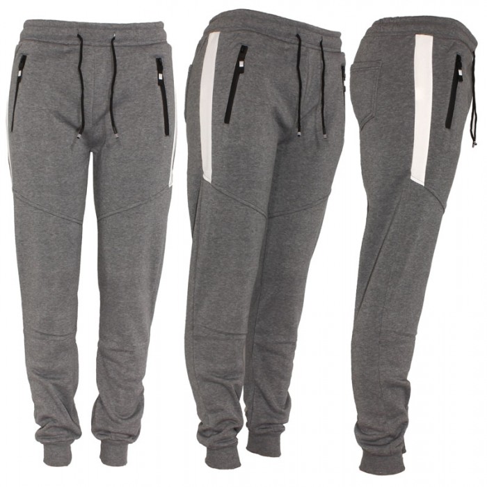 Men's Joggers, Zipper Pockets Grey