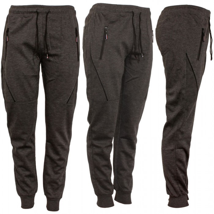 Men's Joggers, Zipper Pockets Charcole