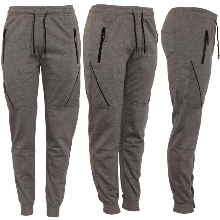 Men's Joggers, Zipper Pockets Grey