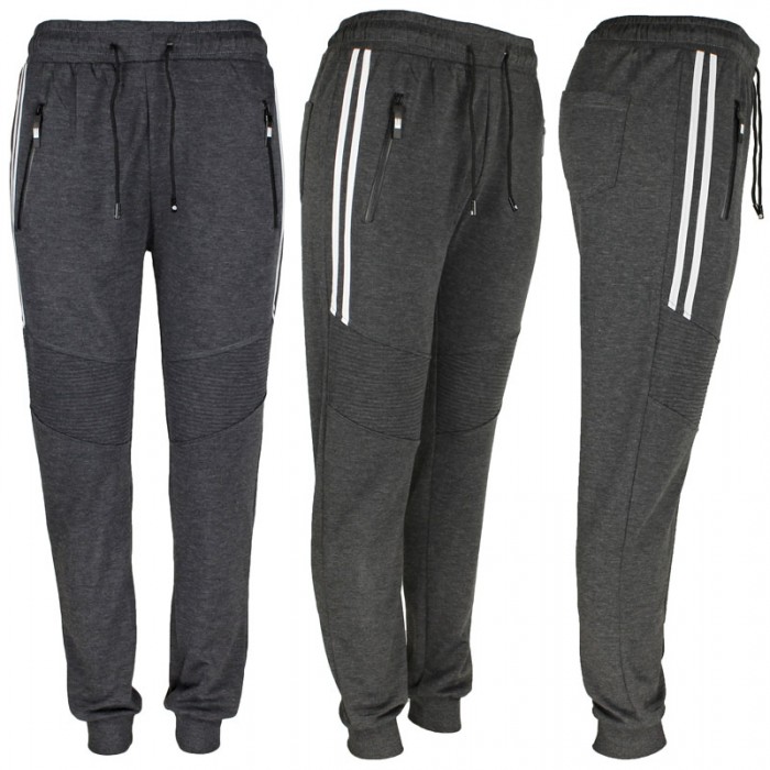 Men's Joggers, Zipper Pockets Charcole