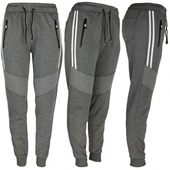 Men's Joggers, Zipper Pockets Grey