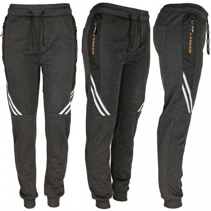 Men's Joggers, Zipper Pockets Charcole