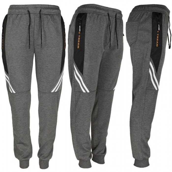 Men's Joggers, Zipper Pockets Grey