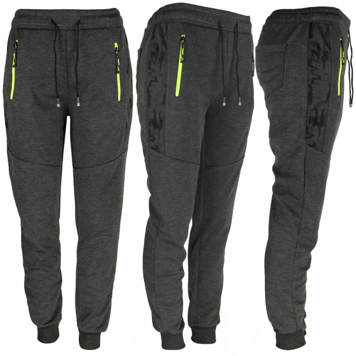 Men's Joggers, Zipper Pockets Charcole