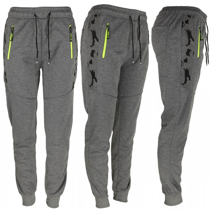 Men's Joggers, Zipper Pockets Grey