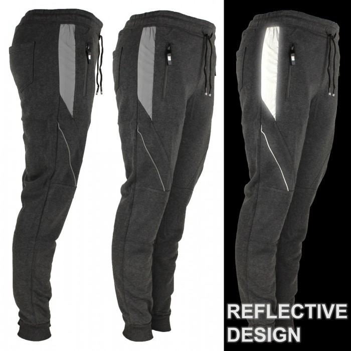 Men's Joggers, Zipper Pockets Charcole