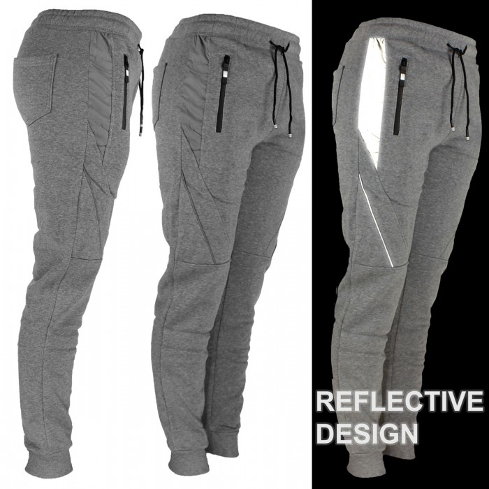 Men's Joggers, Zipper Pockets Grey