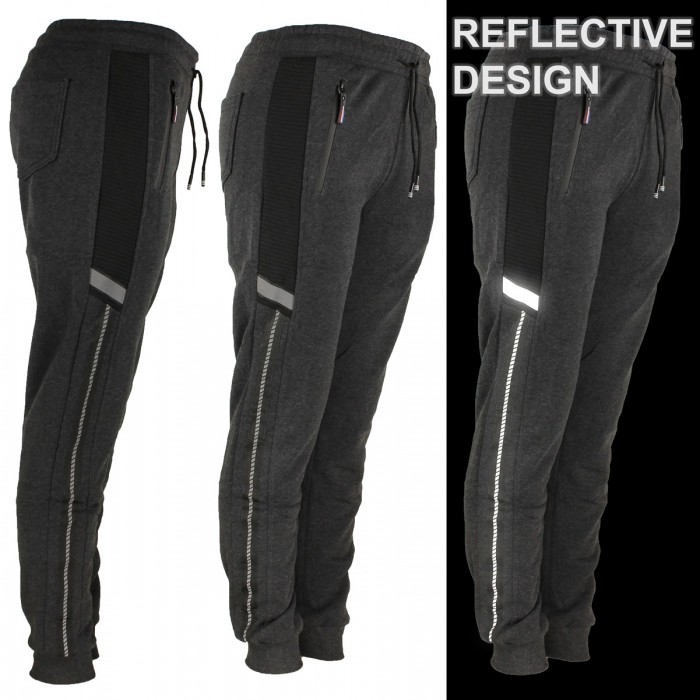 Men's Joggers, Zipper Pockets Charcole