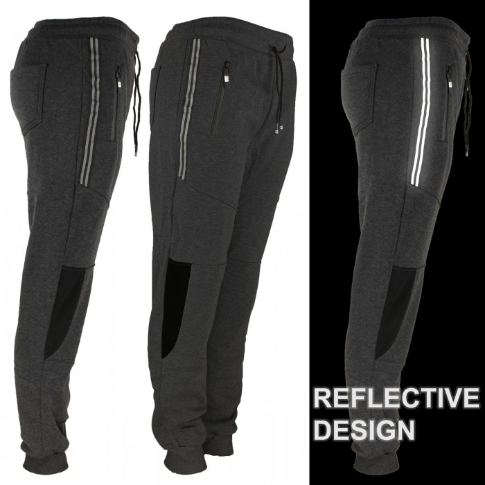 Men's Joggers, Zipper Pockets Charcole