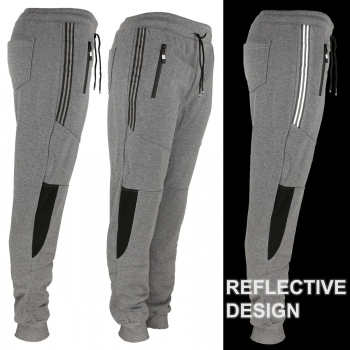 Men's Joggers, Zipper Pockets Grey