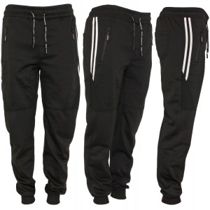 Men's Joggers, Zipper Pockets Black