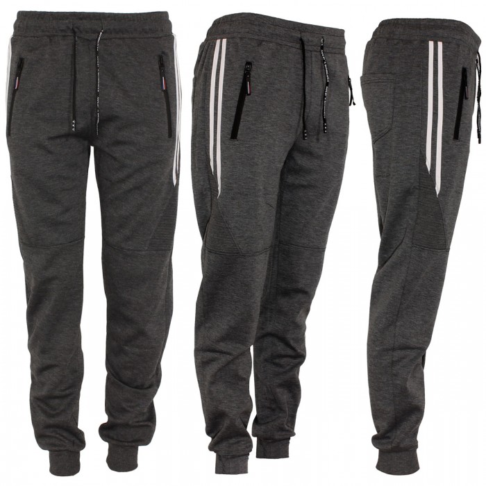 Men's Joggers, Zipper Pockets Charcole