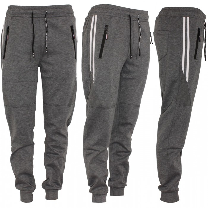 Men's Joggers, Zipper Pockets Grey