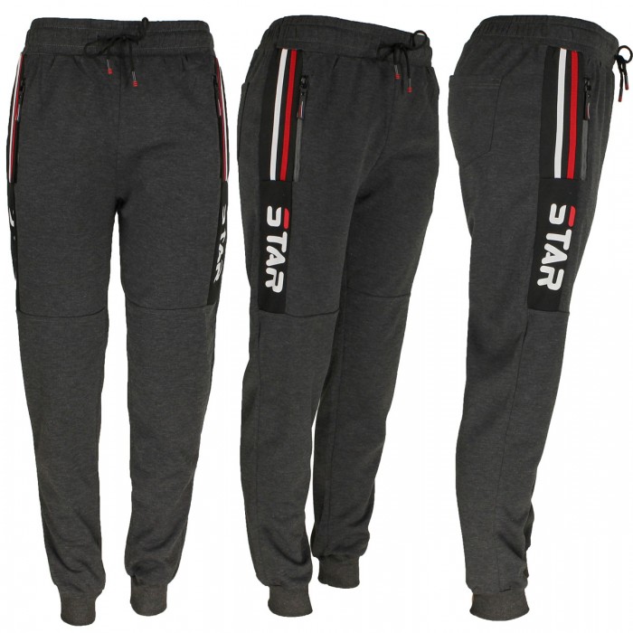 Men's Joggers, Zipper Pockets Charcole