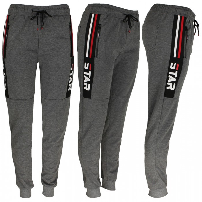 Men's Joggers, Zipper Pockets Grey