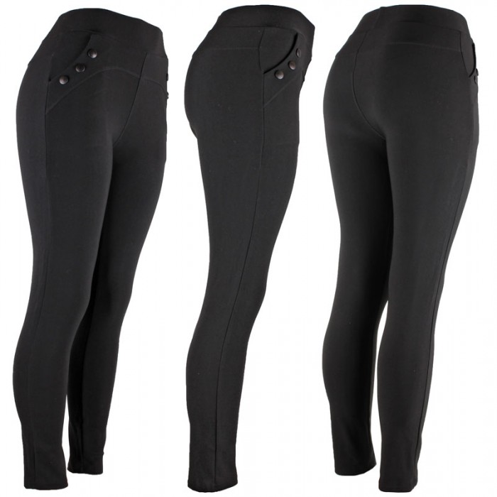 Womens Dress Pants 3 Button Black