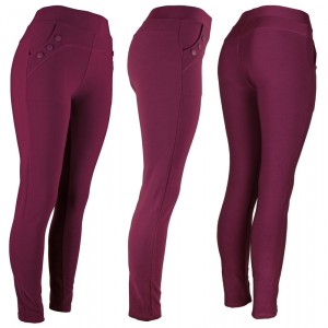 Womens Dress Pants 3 Button Berry